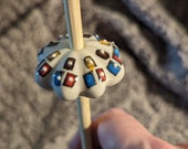 Beautiful Hand-Painted Ceramic Top Whorl Spindle - Handmade and Stunning!