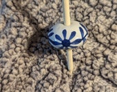 Beautiful Hand-Painted Ceramic Bottom Whorl Spindle - Handmade and Stunning!