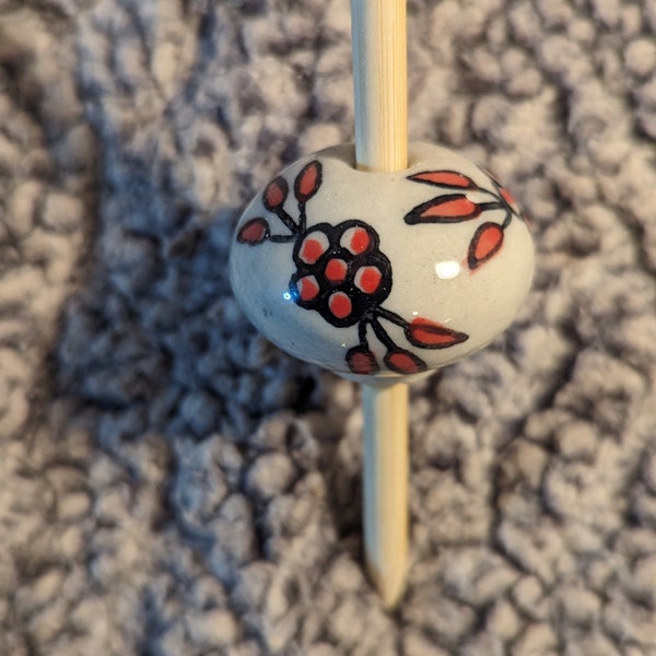 Beautiful Hand-Painted Ceramic Bottom Whorl Spindle - Handmade and Stunning!