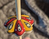 Beautiful Hand-Painted Ceramic Top Whorl Spindle - Handmade and Stunning!