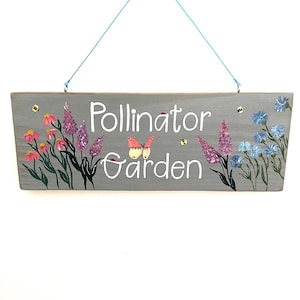 Pollinator Garden, 16&quot; x 6&quot; Rustic Wood Sign, Garden Gift, Garden Sign, Custom Wood Sign, Garden Decor Gift, Personalized Gift, Homestead