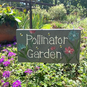 Pollinator Garden, Rustic 10&quot; x 5&quot; Wood Sign, Garden Gift, Garden Sign, Custom Wood Sign, Garden Decor, Personalized Gift, Homestead Gift
