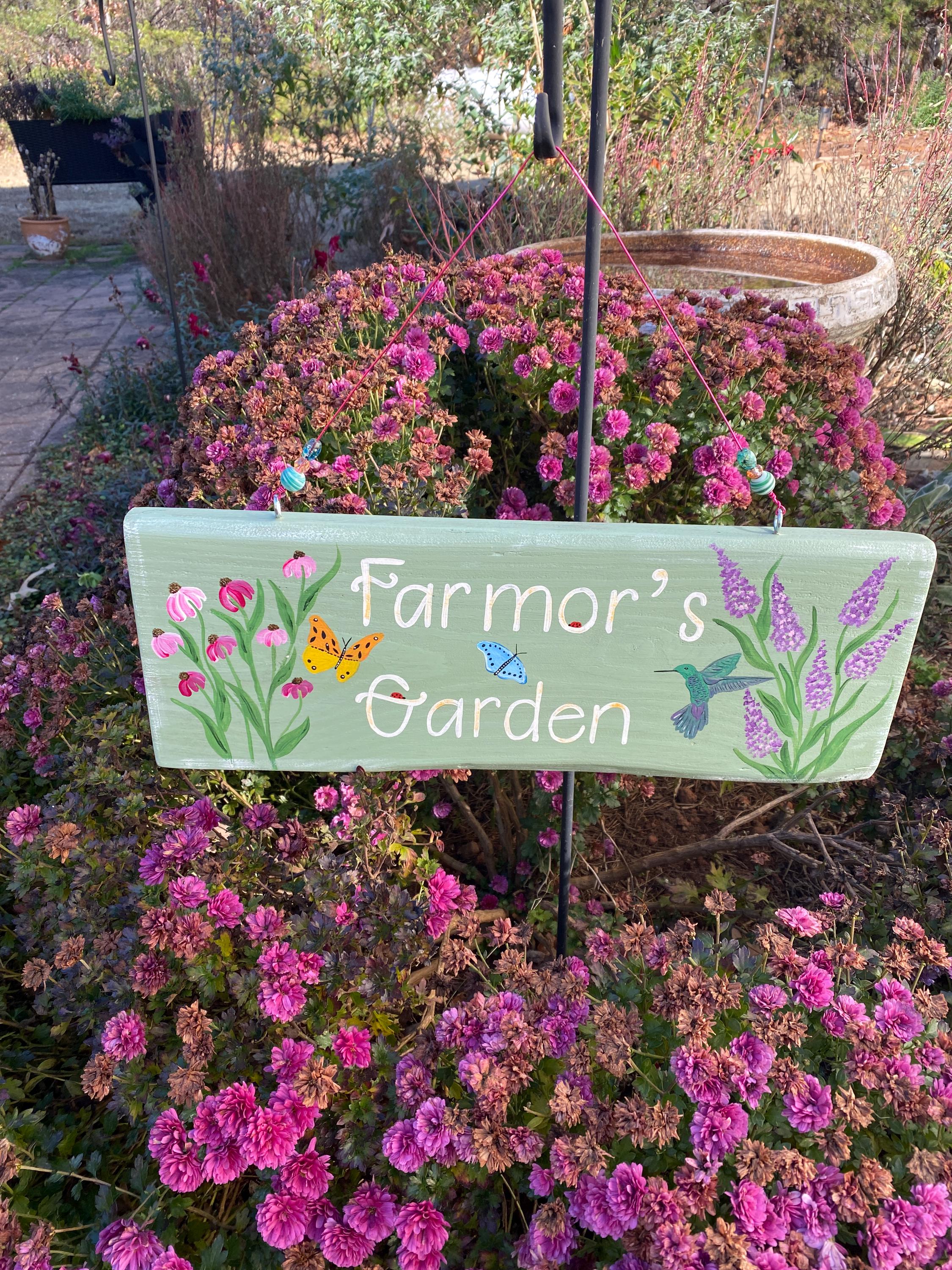Yart Names Hand Painted Wooden Garden Sign, Personalized Floral Decor With ...