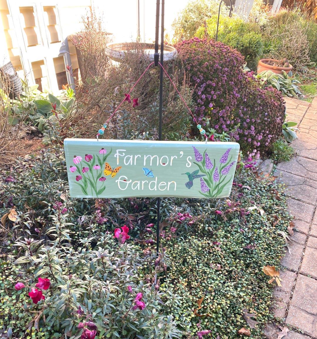Personalized Hand Painted Garden Sign: Custom Floral Wood Decor - Etsy
