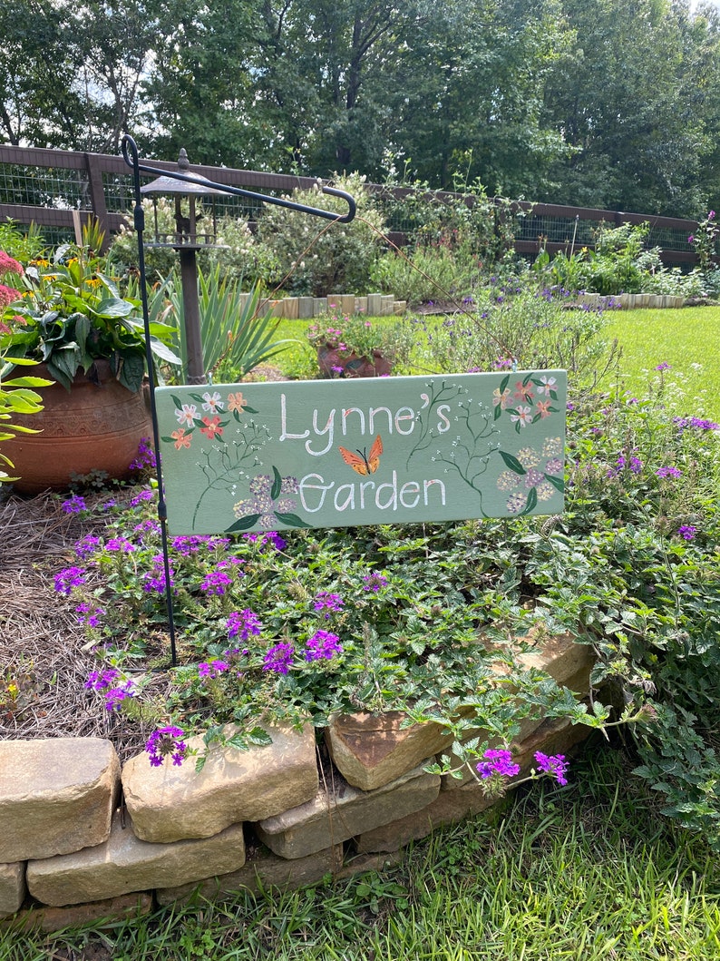 Garden Sign for Arbor | Hand Painted Double Sided With Name or Quote - Etsy