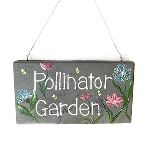 Custom Garden Sign, Pollinator Garden, 10&quot; x 5&quot; Wood Sign, Garden Gift, Custom Wood Sign, Garden Decor, Unisex Gift, Unique Garden Gift