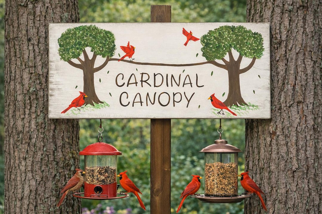 Cardinal Sign In Custom Hand-painted Cardinal Sign | Wooden Garden Decor, Nature Art - Etsy