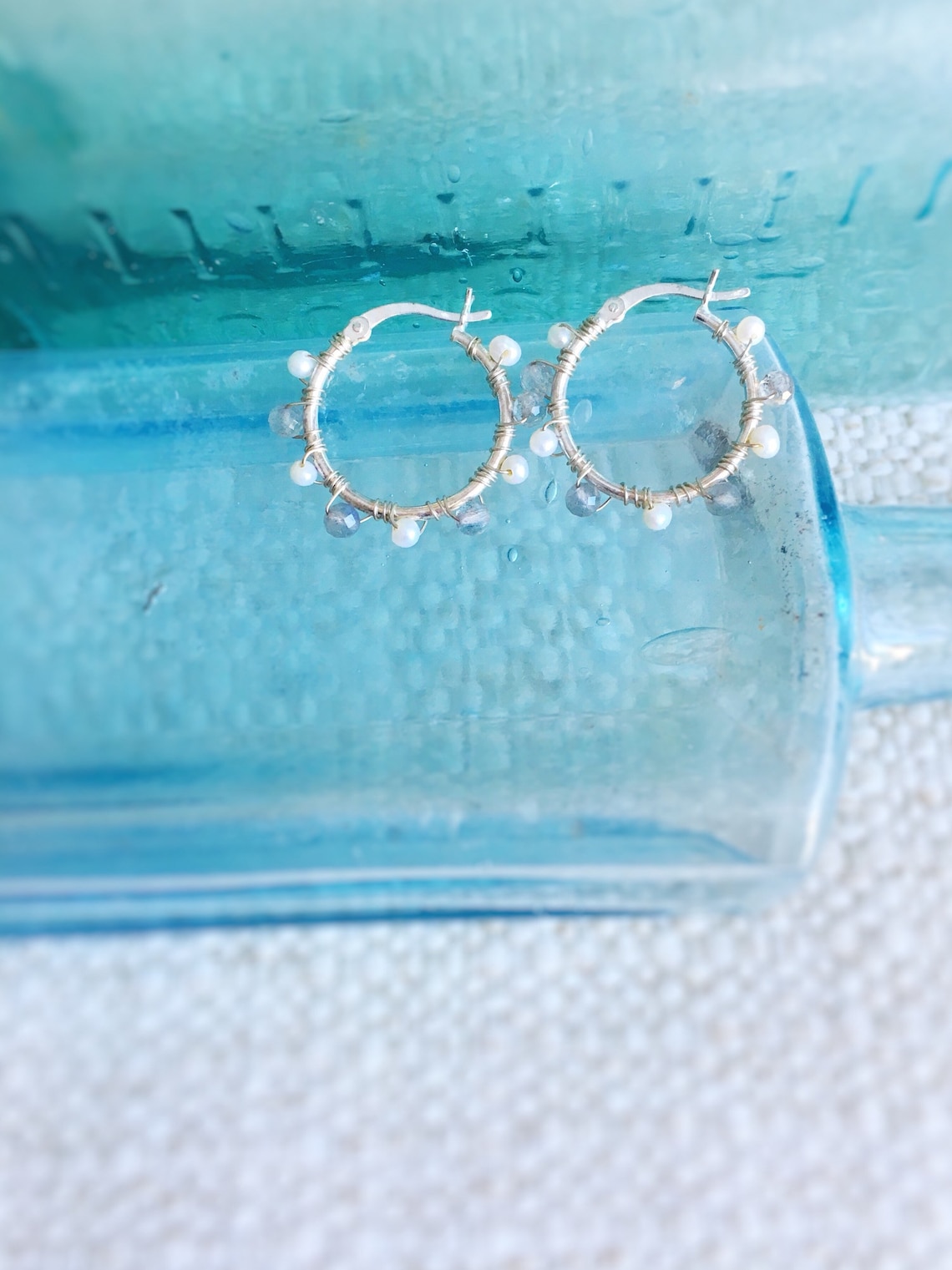 Icicle Hoop Earrings gleaming stwrling silver hoops with wire image 0