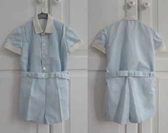 Blue 50s 2 Piece Set // White Collar & Cuffs // Nanouschka Of Paris // Age 4 years // Cotton Lined  // Made In France