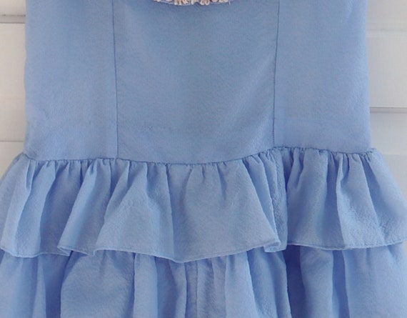Cute Blue 50s Dress With Floral Ribbon // Ruffles - image 4
