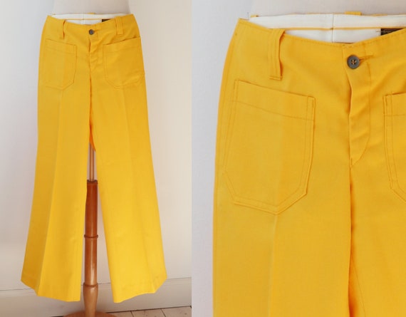 Yellow 70s Vtg. Kids Flared Pants // Bell Bottoms