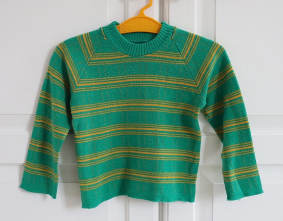 green and yellow striped sweater