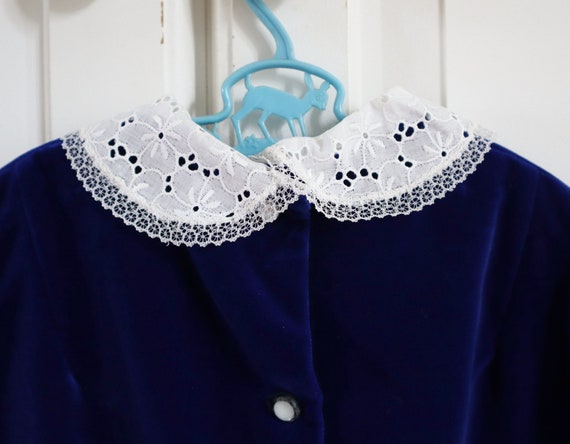 Lovely Loose Fitted Blue Velvet Dress With Broder… - image 4