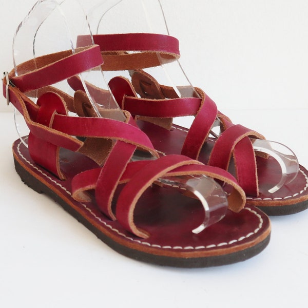 70s Pink Vintage Childrens Sandals // Leather Sandals