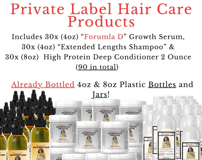 Private Label Hair Care Products-Natural Hair- Your Own Brand-Wholesale 30 Serum 30 Shampoo 30 Conditioner -Your Own Brand-Black Hair Care