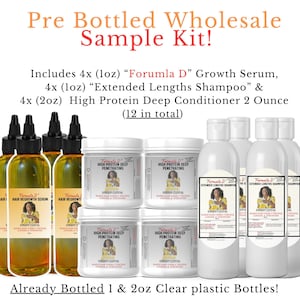 Private Label Wholesale Sample Kit - Natural Hair Care Products 4Serum, 4 Shampoo, 4 Conditioner - Private Label Goods for Haircare Business
