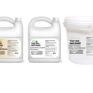 Wholesale Private Label Haircare - 6 Piece Business Gallon 2 Serum, 2 Shampoo, 2 Conditioner - Start Your Haircare Business
