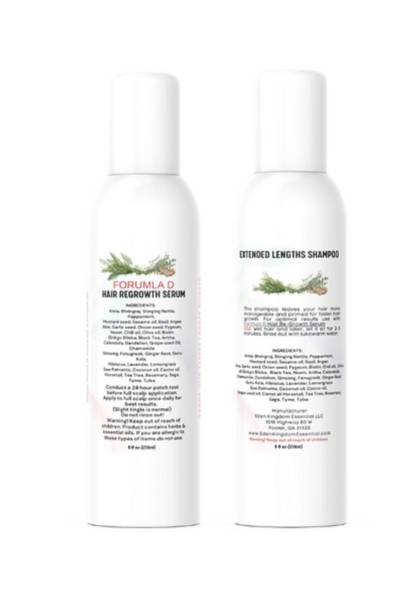 KIT:Formula D Hair Re-Growth Oil Serum & Shampoo DHT Blocker - Hair Loss Treatment for Men or Women, Alopecia Natural Hair Black Castor Oil