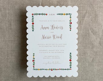 Still bloom floral printed  A7 cards Scallop edge
