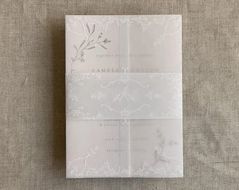 Grace floral white translucent vellum jackets vellum wraps for 5x7 inches card