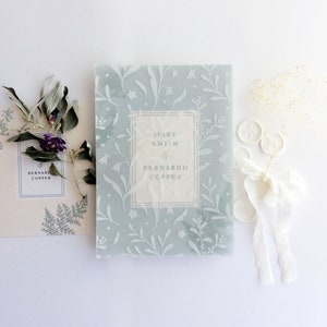 V96 White Floral pattern printed on white translucent vellum overlays for 5x7 inches cards - Nymph&#39;s lake design -