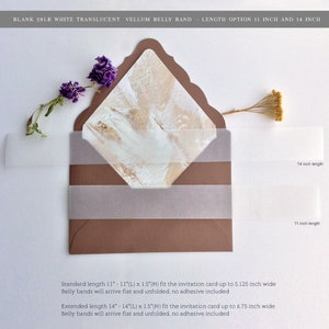 Wedding invitation kit blank white translucent  vellum belly band  -11 inch / 14 inch-