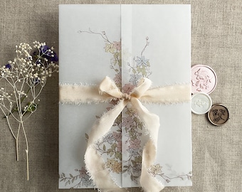Floral Vellum Wraps: Marianne's Bouquet, 5x7 Invitation Jacket