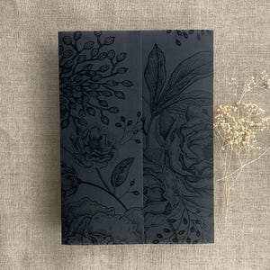 Peony & Berry Floral black Vellum Jacket for 5x7 Invitation Wrap image 1