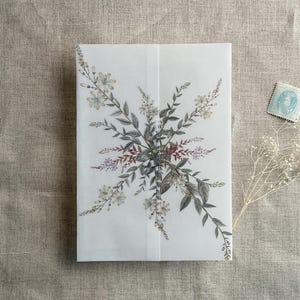 V19 Amelia Willow Botanic Garden - Wraps vélin blanc translucide imprimé vestes en vélin pour carte de 5 x 7 pouces
