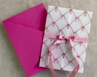 Red bow colored vellum wrap for 5x7 card