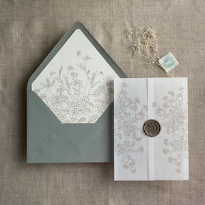 Wildflower Vellum Wraps + Envelope Liners for A7 Invitations