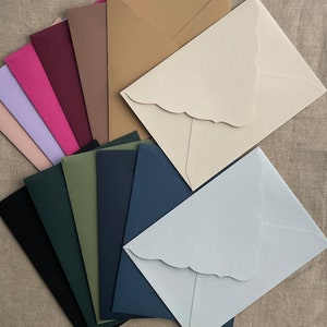 A7 laser cut contoured edge venetian style flap ungummed colored  envelopes - correspond to 5x7 inches card - no adhesive on the flap