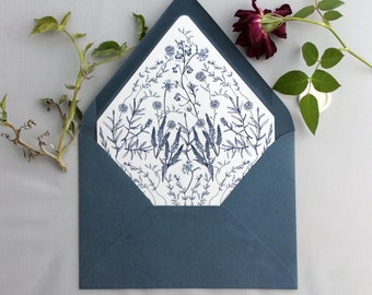 English botanical garden wild floral printed envelope liner for A7 envelope