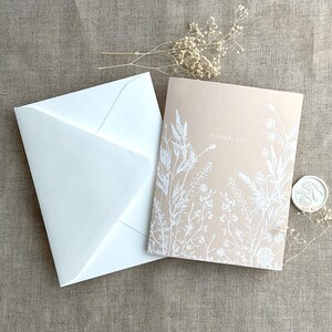 Cartes de remerciement estampage blanc floral jardin botanique botanique de l'anglais Cartes de remerciement A2 avec enveloppes assorties incluses - LOT de 10 -