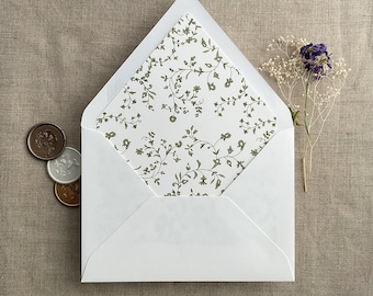 Dainty climbing floral vines printed envelope liner insert for A7 euro flap envelope