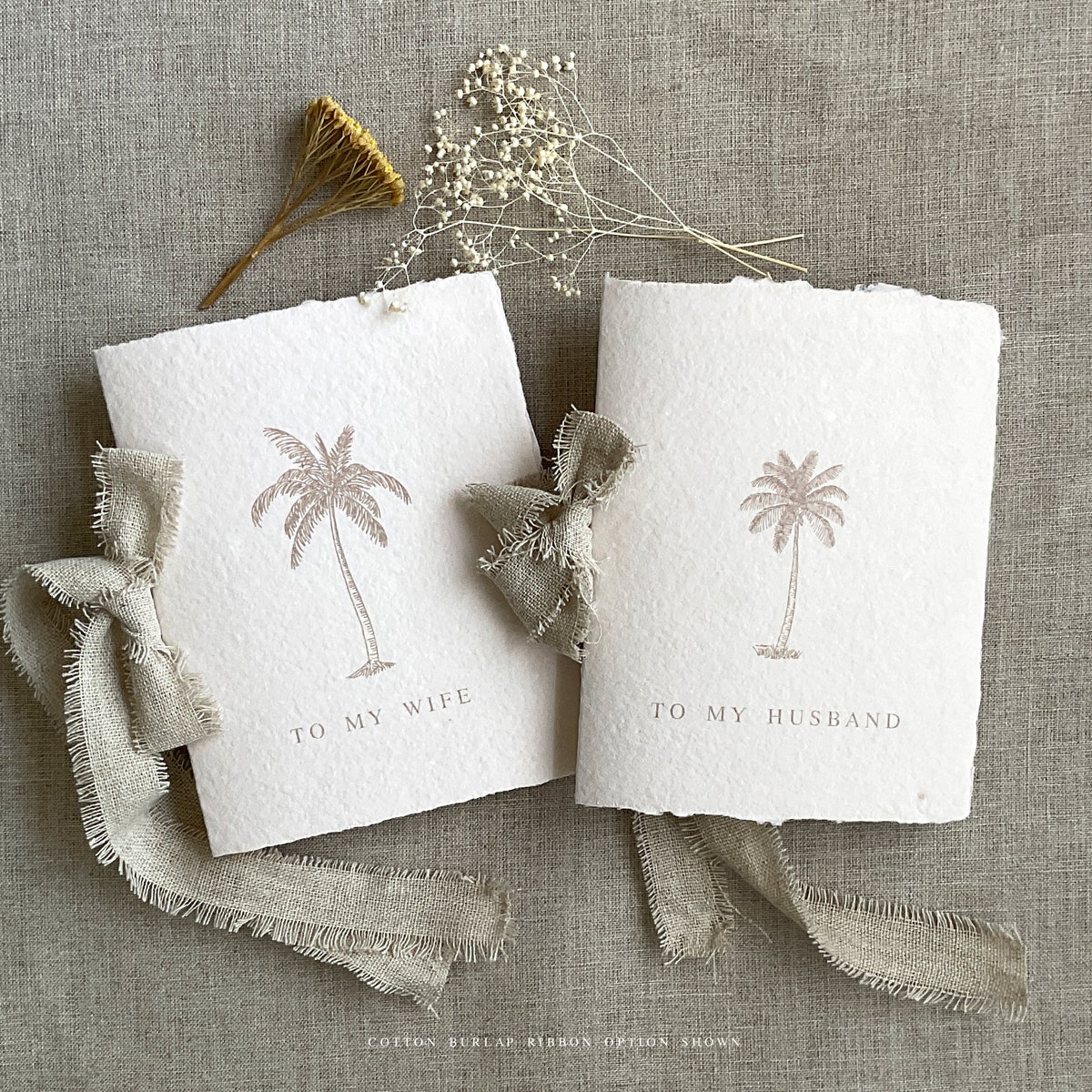 Handmade Cotton Paper Wedding Vow Book: Single Palm Tree Print, Deckled Edge, 4.25x5.5 Inches - Etsy
