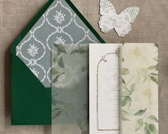 Rosalie floral envelope liner for A7 euro flap envelope : White Ink Floral Print