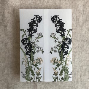 V121 Eleanor black floral printed for 5x7 card unique vellum wraps vellum jackets