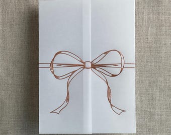Papel vitela con lámina de oro rosa para tarjetas de invitación de boda de 5x7 pulgadas.