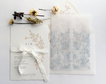 Alice Botanic Vellum Wrap: French Toile Leafy Jacket for 5x7 Card