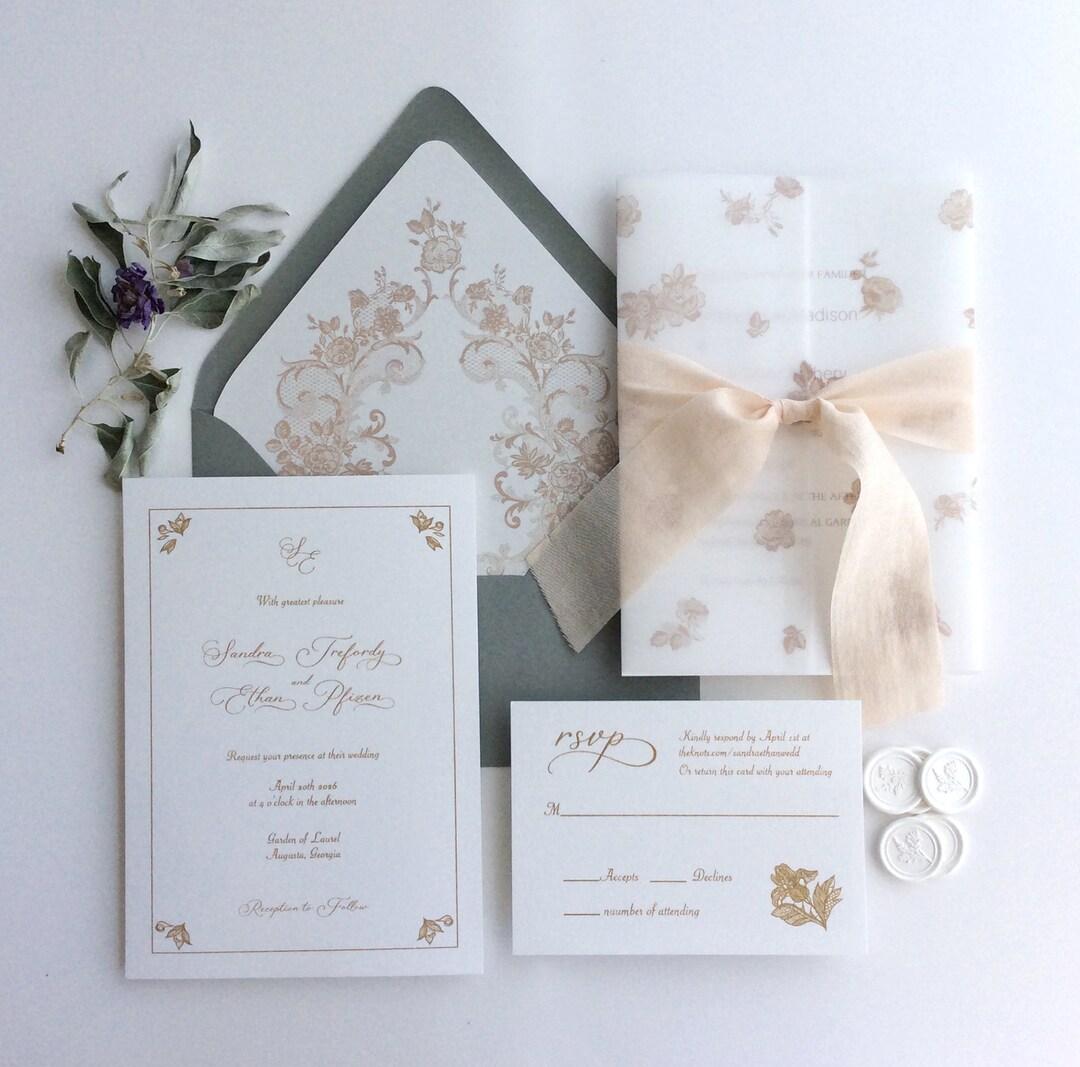 Printed Vellum Wraps Envelope Liners A7 Envelopes optional elegant