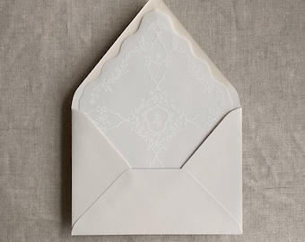 grace floral laser cut white vellum liner for A7 envelope : PACK of 10