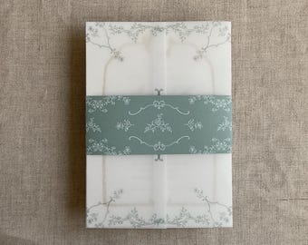 Grace floral white translucent vellum jackets vellum wraps for 5x7 inches card