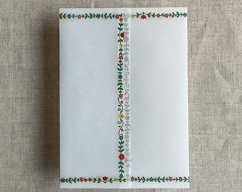 Still bloom floral printed vellum wraps for 5x7 card