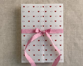 Red Valentine white vellum wrap for 5x7 card
