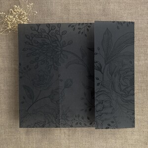 Peony & Berry Floral black Vellum Jacket for 5x7 Invitation Wrap image 2