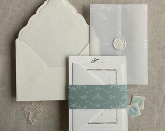 Grace floral white translucent vellum jackets vellum wraps for 5x7 inches card