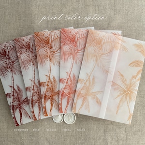 V5 Beach wedding palm trees printed white translucent Vellum wrap tropical botany for 5x7 inches card image 7