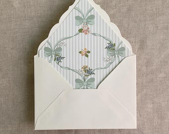 Genie floral bow printed envelope liner for A7 euro flap envelope