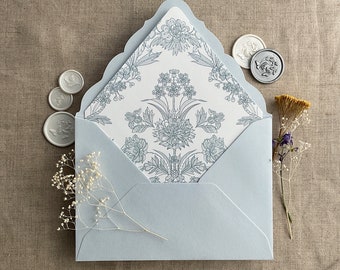 Venetian Floral lace printed envelope liner for A7 euro  5.25x7.25 inches envelope wedding invitation kit